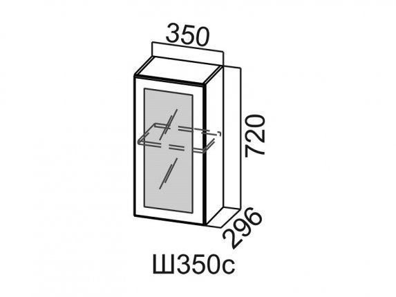 Шкаф навесной 350 со стеклом Ш350с Вектор СВ 350х720х296