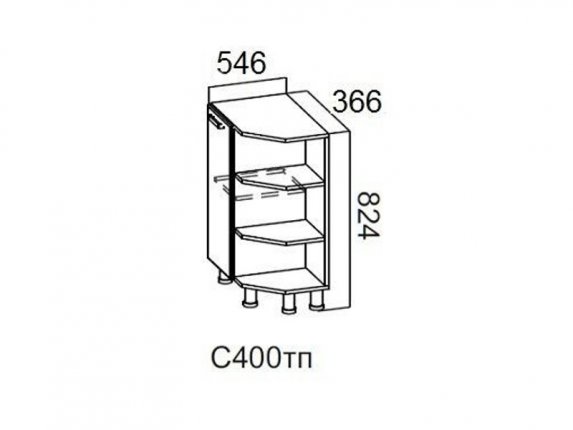 Стол-рабочий торцевой с полками 400 С400тп Модерн 366х824х546